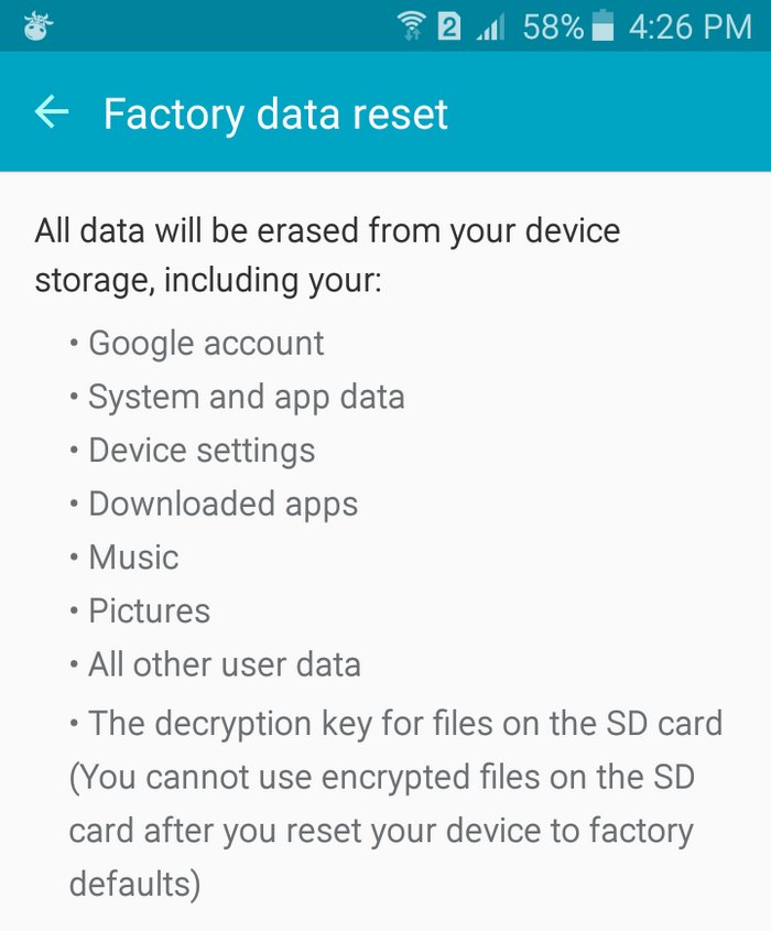Play Store Factory Reset