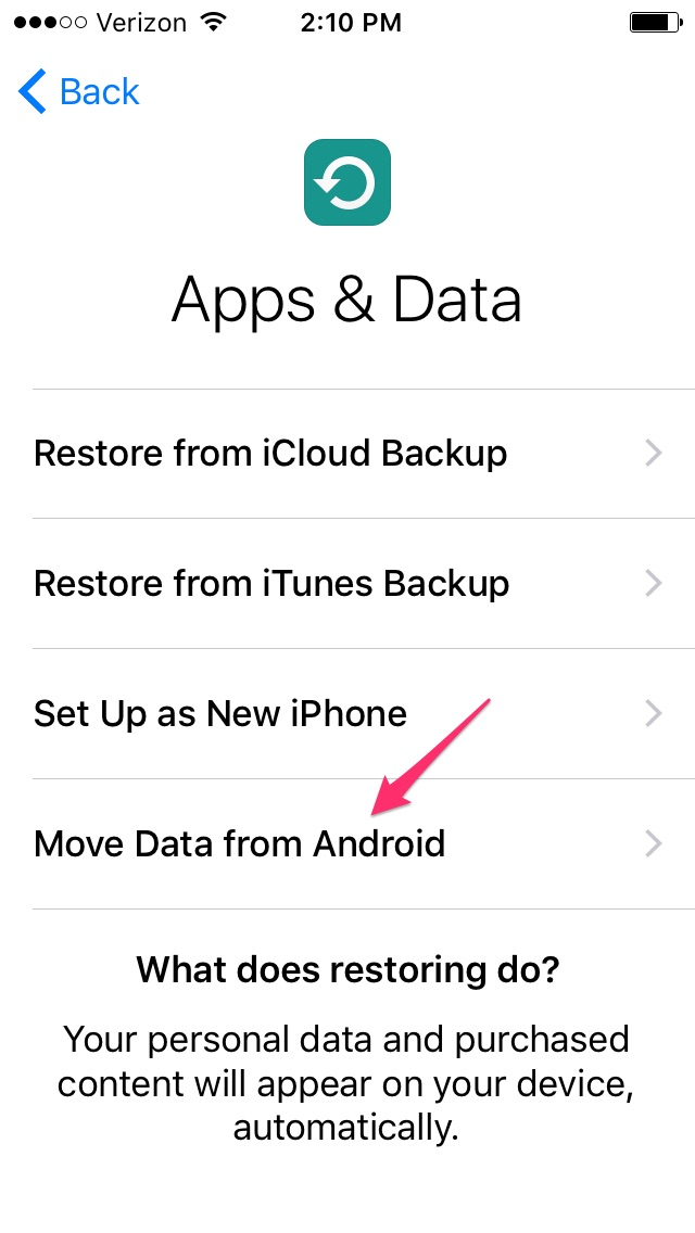 transfer data from Android to iOS
