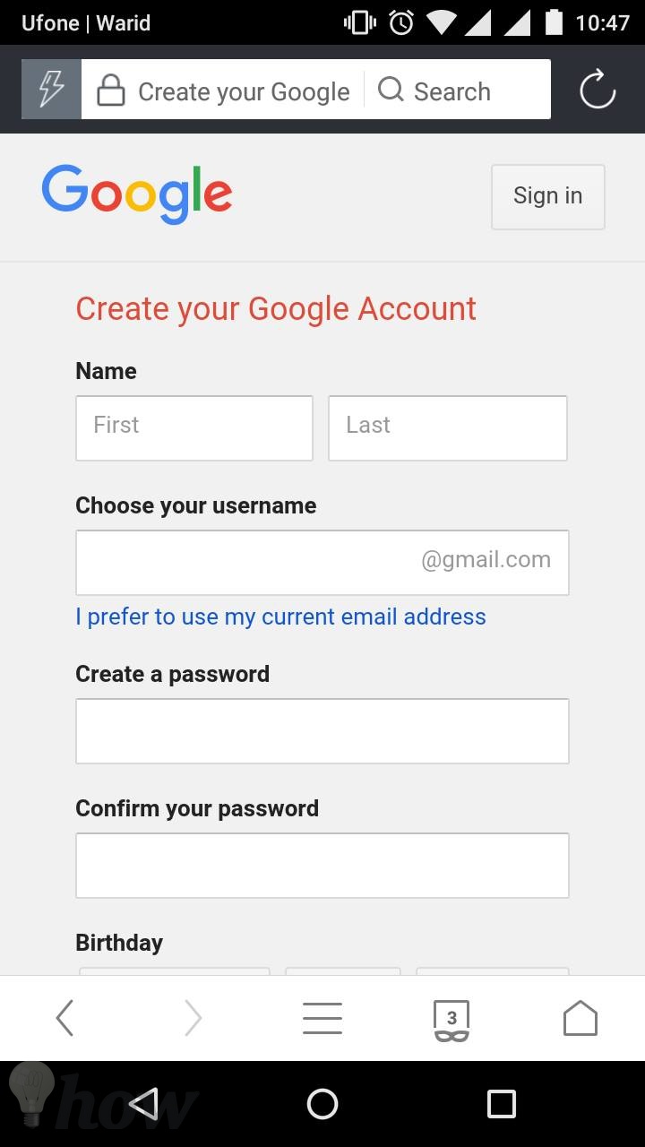 creating a google account 6