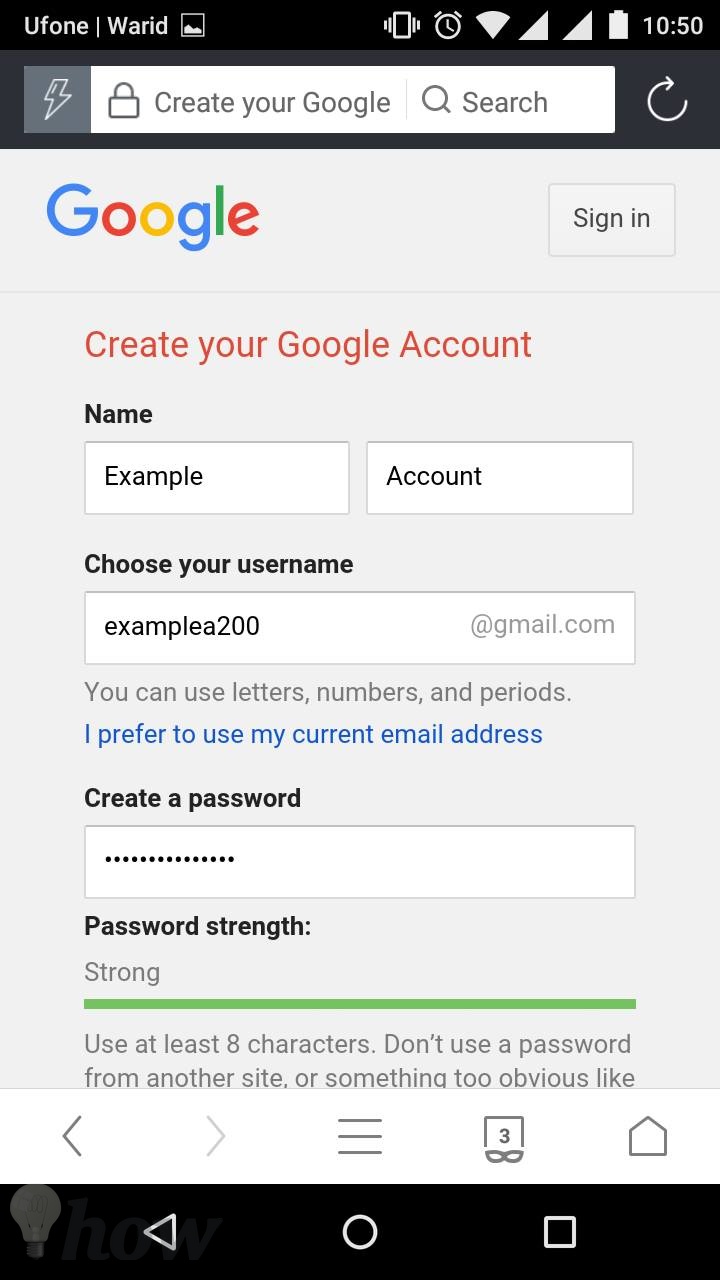 creating a google account 7