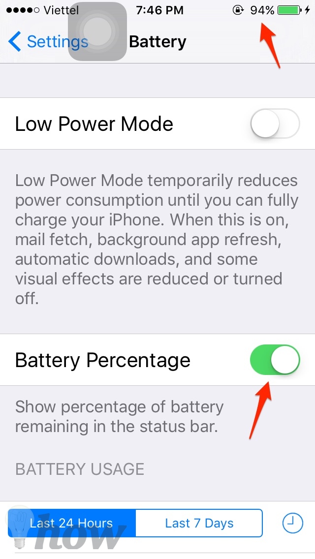 show battery percentage on iPhone