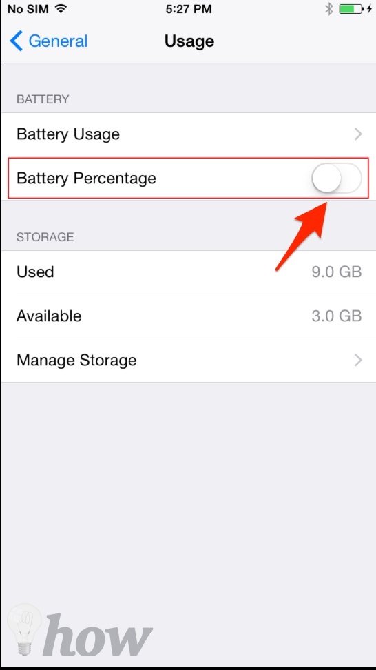 show batterypercentage on iPhone