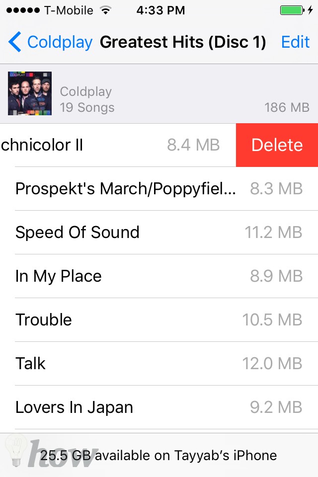 Delete Music on iPhone