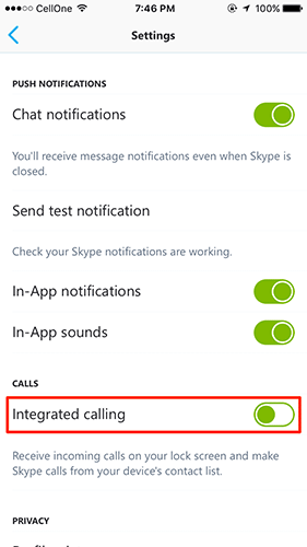 Turn Off Integrated Calling in Skype 