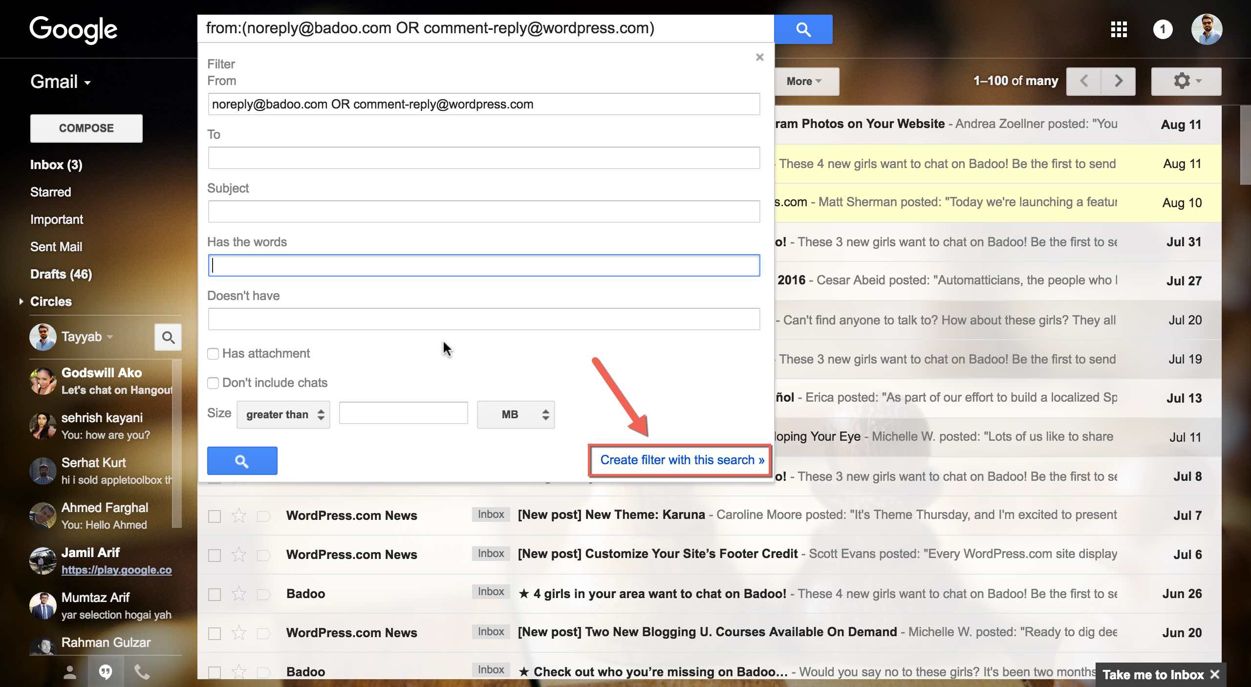 block emails on Gmail