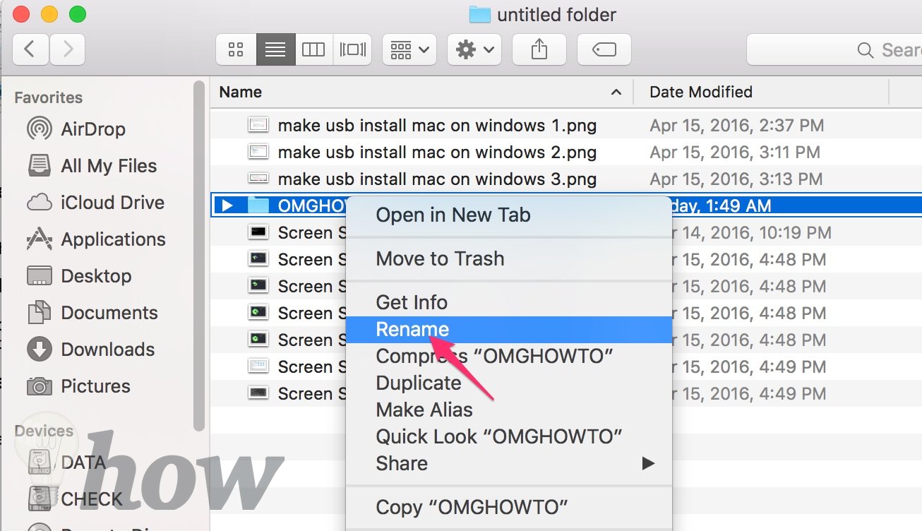 rename a file or folder on macOS
