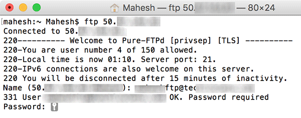 Use Terminal as an FTP Client