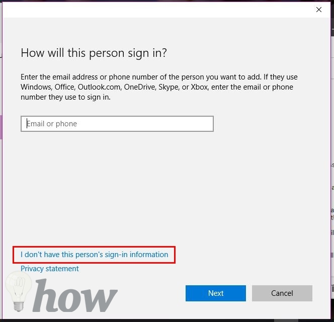 create a new user account in Windows 10