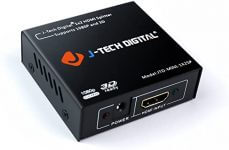 J-Tech Digital 1x2 HDMI Powered Splitter for Full HD 1080p & 3D Support One Input to Two Outputs