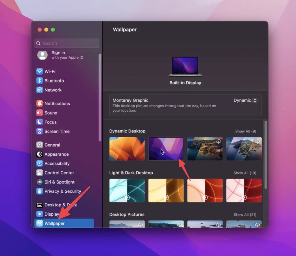 desktop backgrounds on macOS