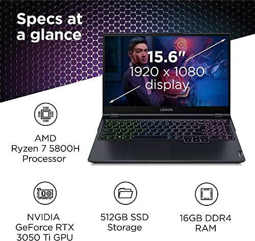 Lenovo Legion 5 Gaming Laptop, 15.6-inch FHD Display, AMD Ryzen 7 5800H