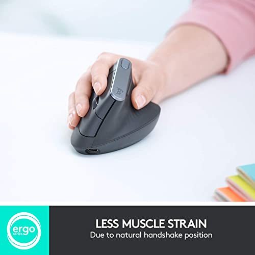 Logitech MX Vertical Wireless Mouse – Advanced Ergonomic Design Reduces Muscle Strain