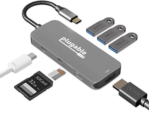 Plugable USB-C Hub 7-in-1, Compatible with Mac, Windows, Chromebook