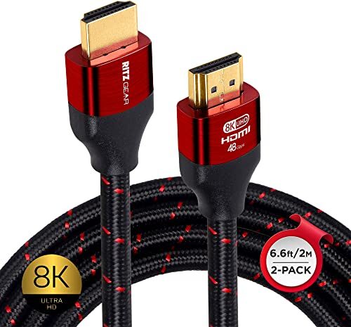 RitzGear 8K HDMI 2.1 Cable, Braided Nylon Cord & Gold Connectors