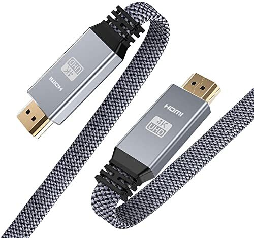 Snowkids 4K Flat High Speed HDMI 2.0 Cable Braided HDMI Cord, Support 3D 4K HDR 2160P 1080P HDCP 2.2 ARC Ethernet, 4K UHD TV/HD TV Blu-ray Monitor-Gray