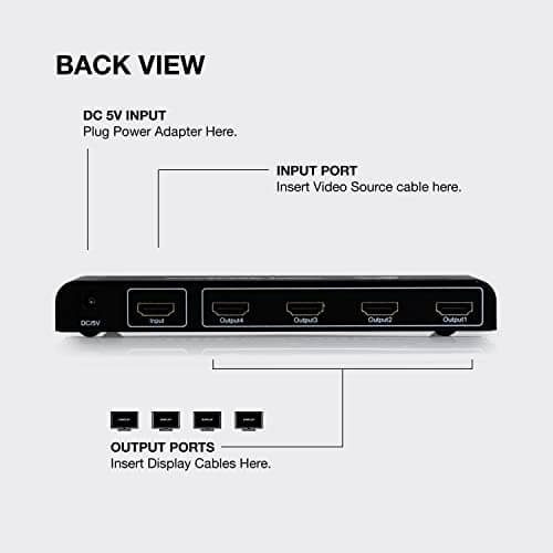 Expert Connect 1x4 HDMI Splitter | Ultra HD 4K/2K | 1 Input - 4 outputs | Full HD/3D | 1080P | HDMI 1.4